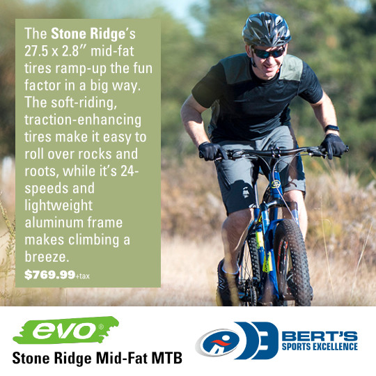 EVO Stone Ridge Mid-Fat Mountain Bike EVO Stone Ridge Mid-Fat Mid-Fat Mountain Bike available at Bert's Sports